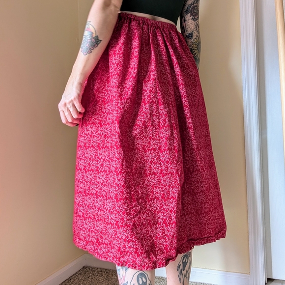 Vintage Red Floral Midi Maxi Skirt - Picture 4 of 6